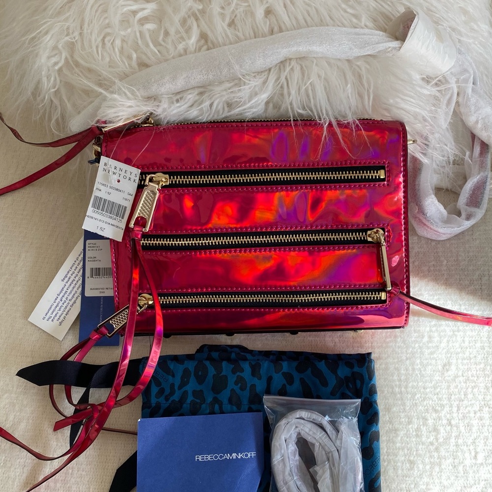 NWT Rebecca Minkoff Holographic Pink Crossbody Bag